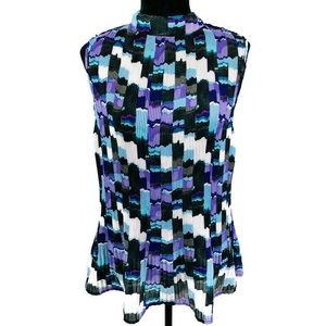 Milano Abstract Print Accordion High Neck Top